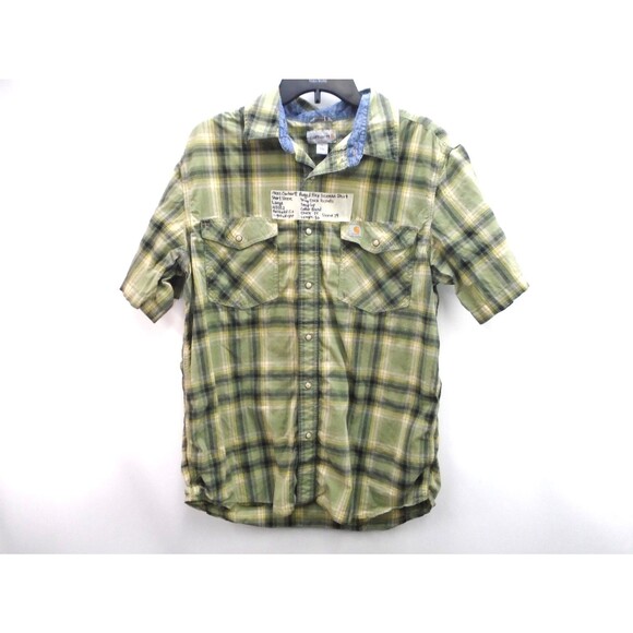 Carhartt Bozeman Shirt Men Size L Rugged Flex Relaxed Fit Pearl Snap Lightweight - Picture 1 of 9